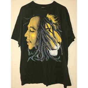 Bob Marley T-Shirt Men Size XL Black Crew Neck Short Sleeve Cotton (L)